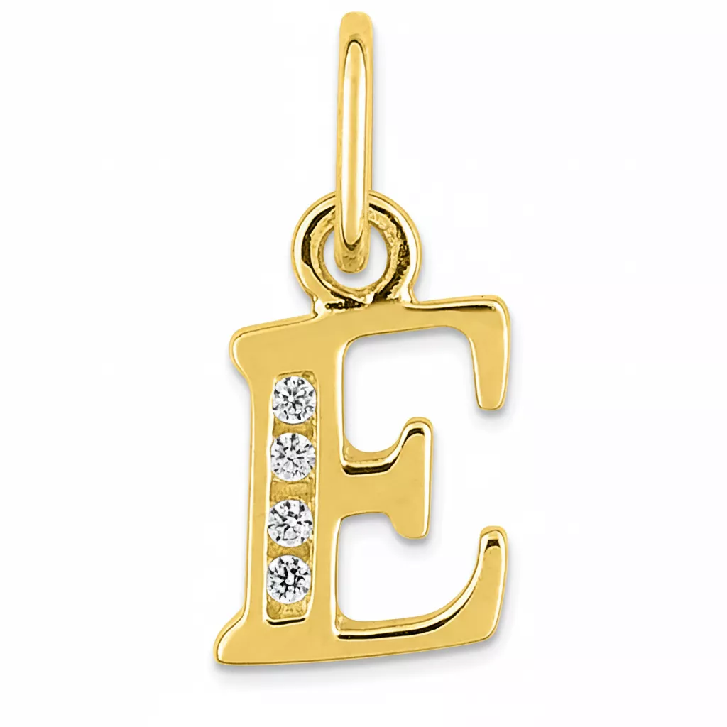 Pendentif Or Zirconium Lettre E - Pendentif en Or 750 18k - Bijoux en Vogue