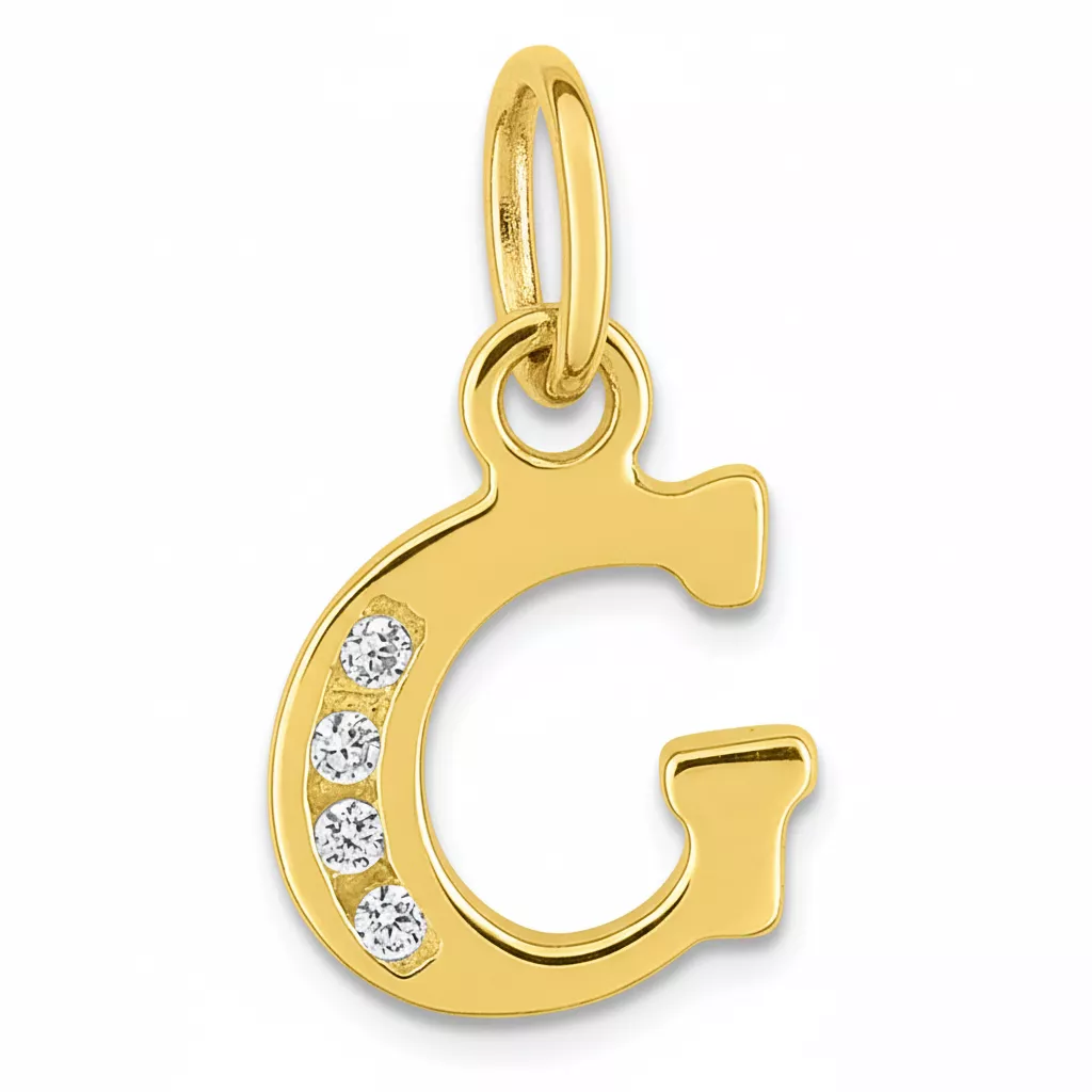 Pendentif Or Zirconium Lettre G - Pendentif en Or 750 18k - Bijoux en Vogue