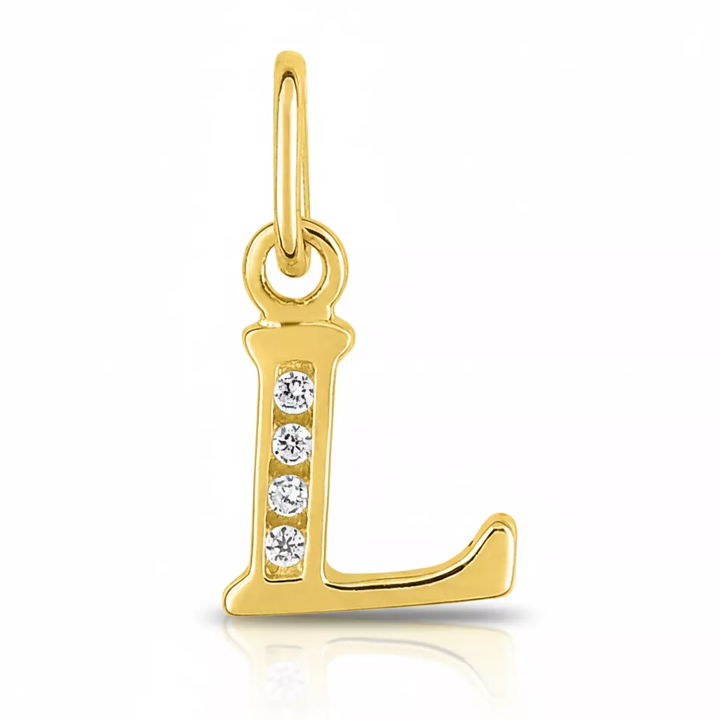 Pendentif Or Zirconium Lettre L - Pendentif en Or 750 18k - Bijoux en Vogue