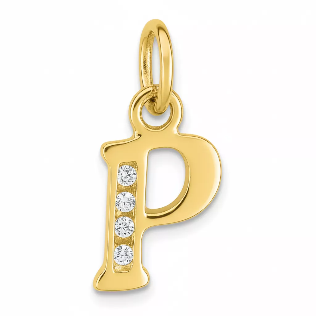 Pendentif Or Zirconium Lettre P - Pendentif en Or 750 18k - Bijoux en Vogue