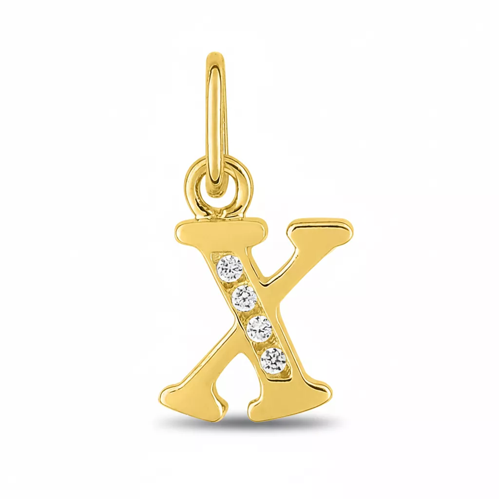 Pendentif Or Zirconium Lettre X - Pendentif en Or 750 18k - Bijoux en Vogue