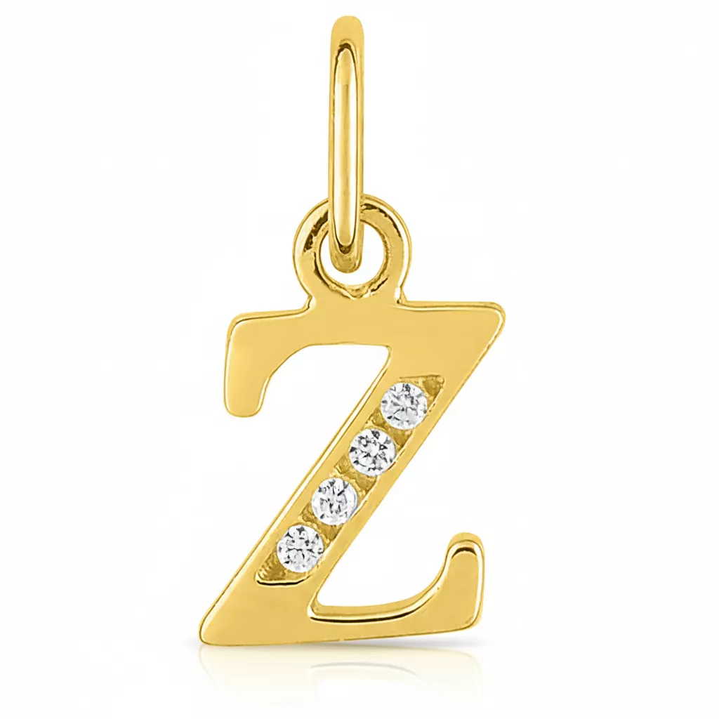 Pendentif Or Zirconium Lettre Z - Pendentif en Or 750 18k - Bijoux en Vogue