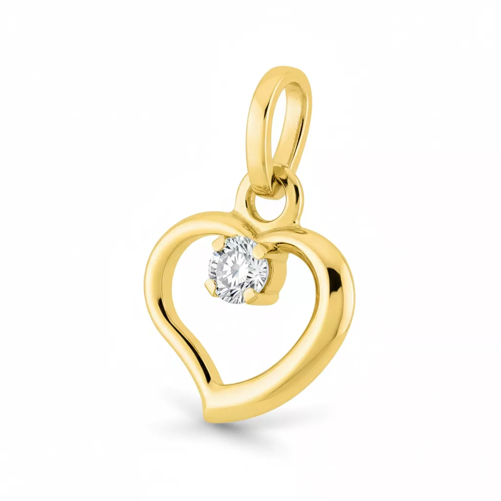 Pendentif Or Emolie Zirconium Coeur - Pendentif en Or 750 18k - Bijoux en Vogue