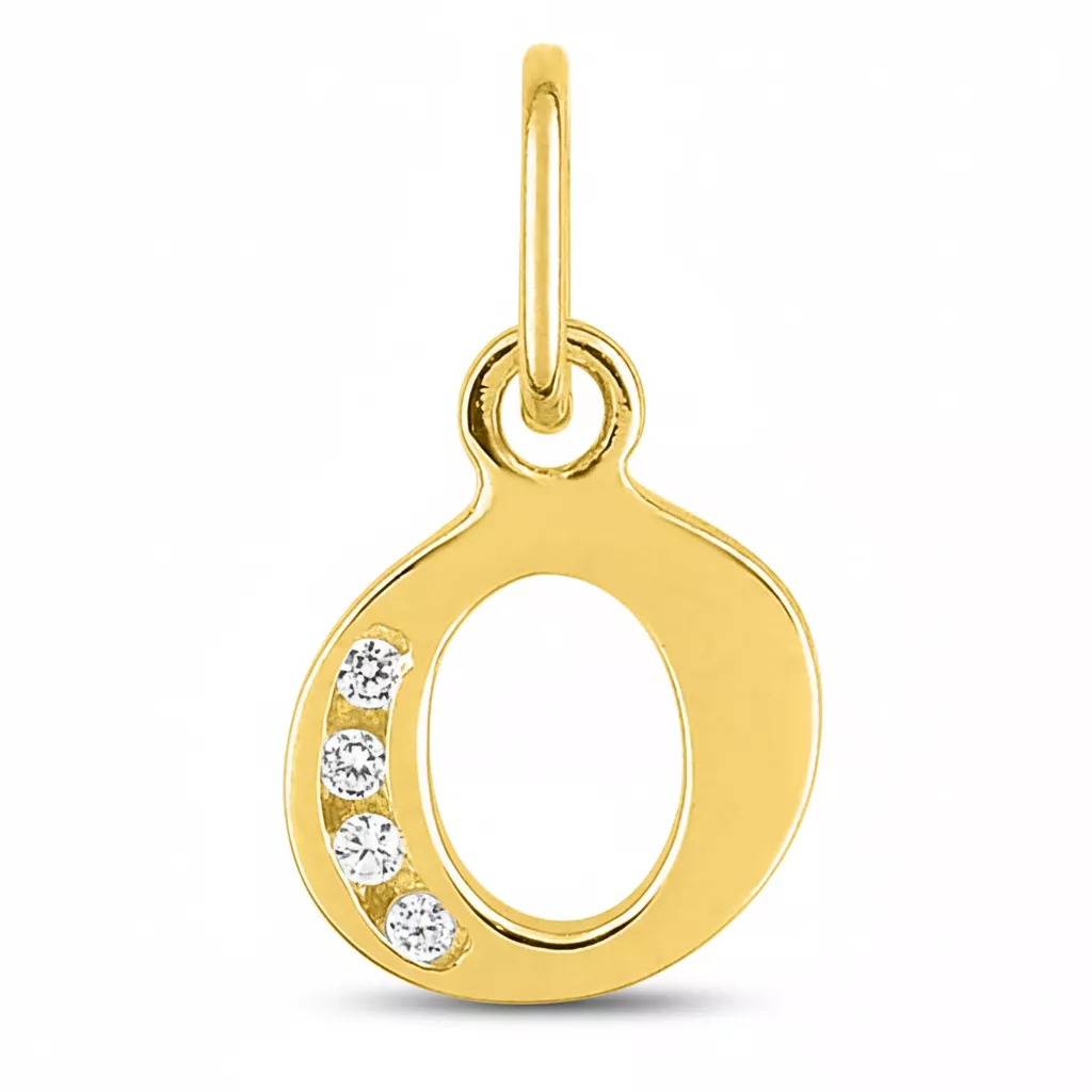 Pendentif Or Zirconium Lettre O - Pendentif en Or 750 18k - Bijoux en Vogue