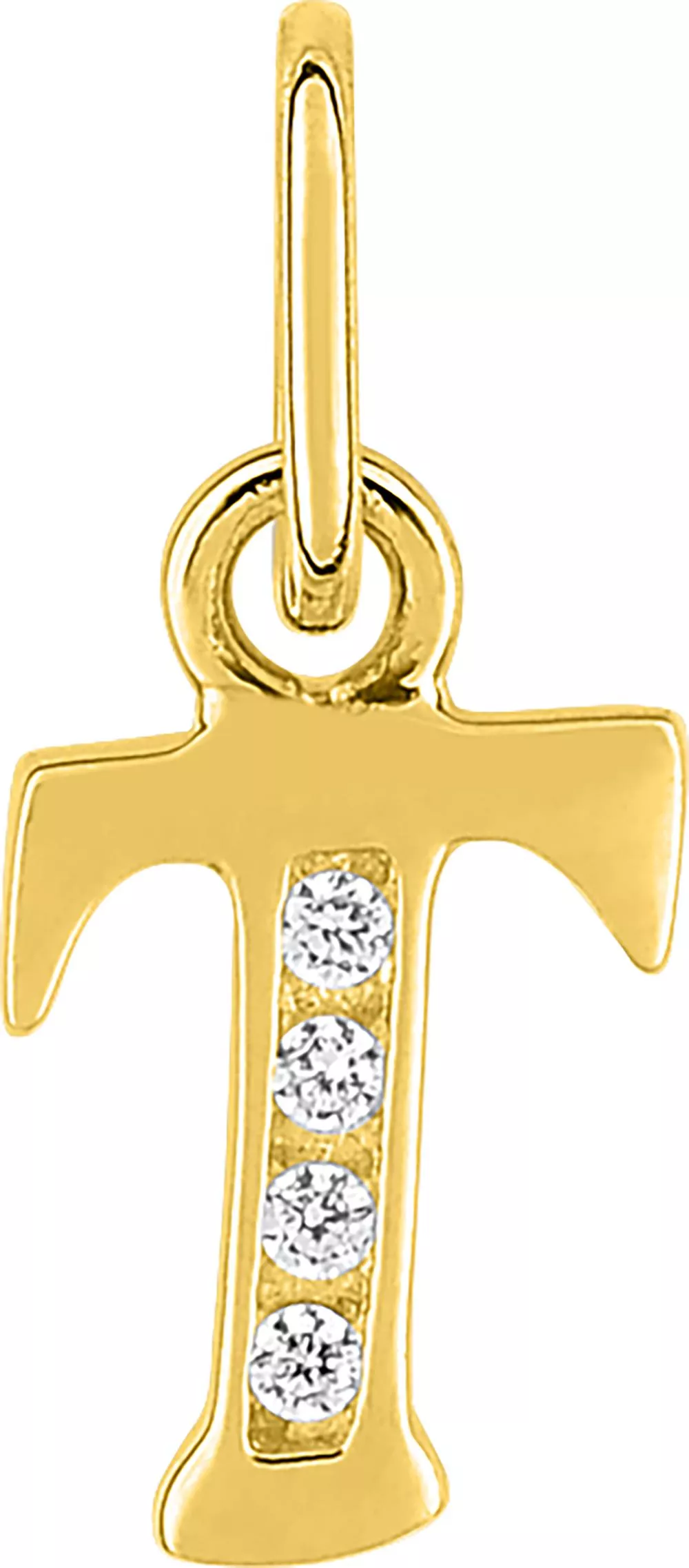 Pendentif Or Zirconium Lettre T - Pendentif en Or 750 18k