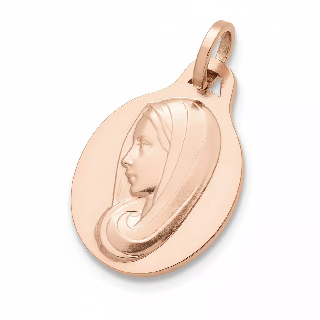 Pendentif Médaille Or Rose Vierge Marie - Pendentif en Or 750 18k - Bijoux en Vogue
