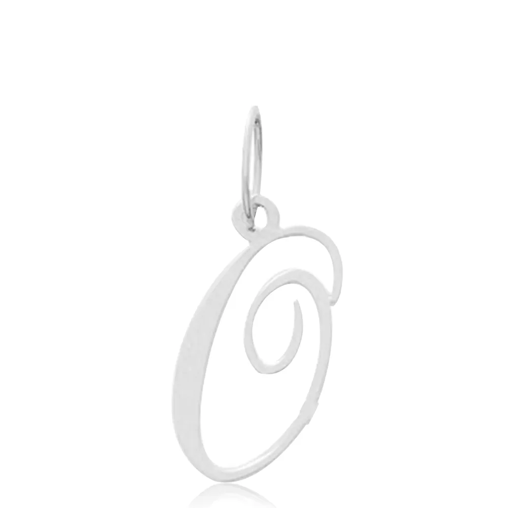 Pendentif or blanc O Azoma traditionnel Lettre O - Pendentif en Or 9k - Bijoux en Vogue