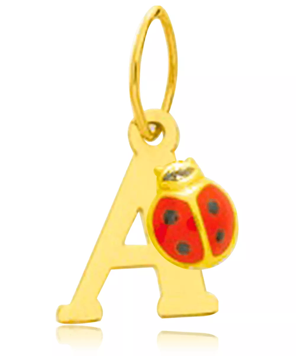 Pendentif or lettre A Dirryckx Coccinelle - Pendentif en Or 9k - Bijoux en Vogue