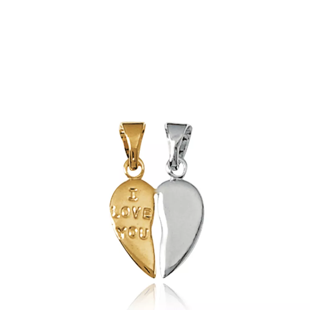 Pendentif Coeur Fendu l Love You bi-color Roubina petit Amour - Pendentif en Plaqué Or - Bijoux en Vogue