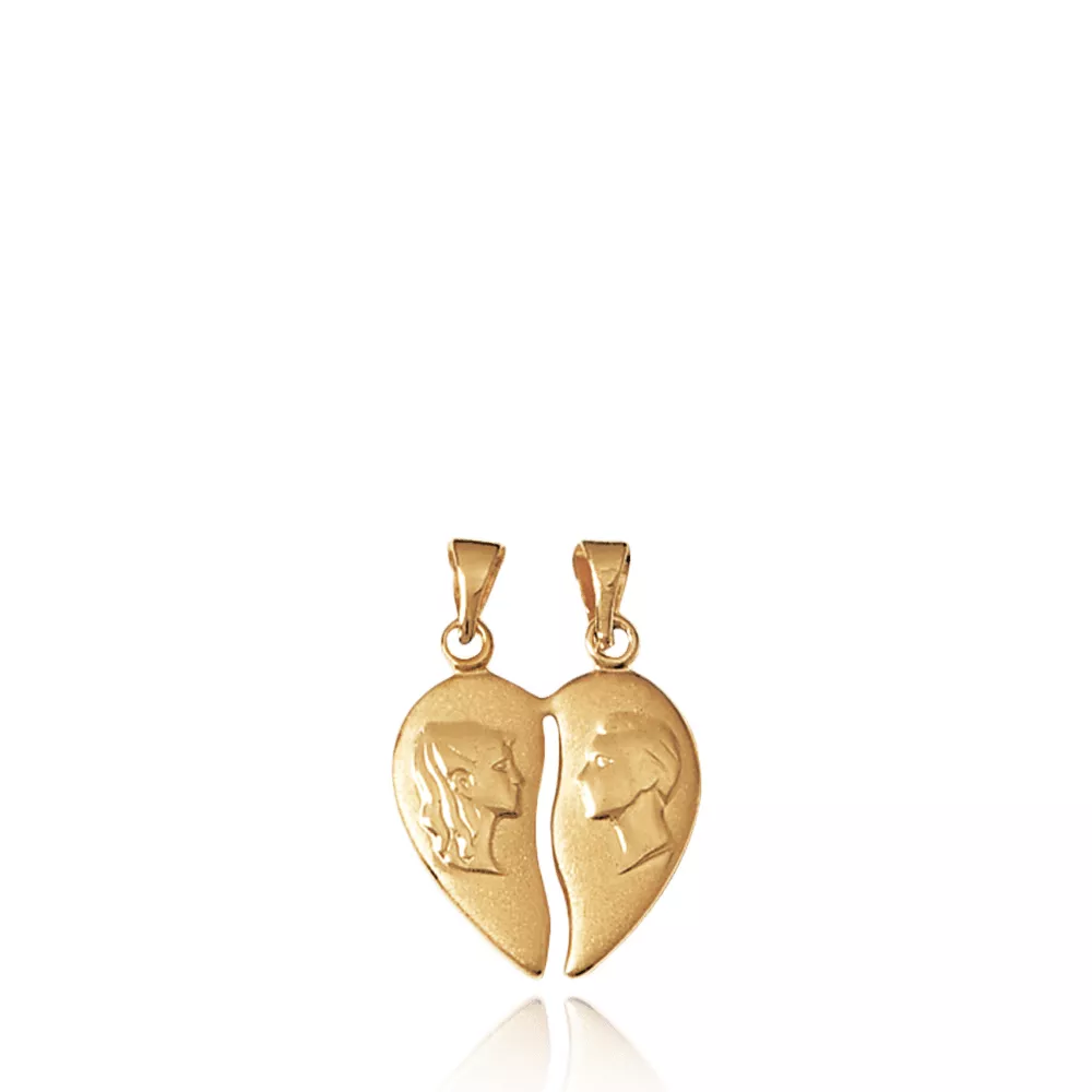 Pendentif Coeur Fendu Bibloque Visages - Pendentif en Plaqué Or - Bijoux en Vogue