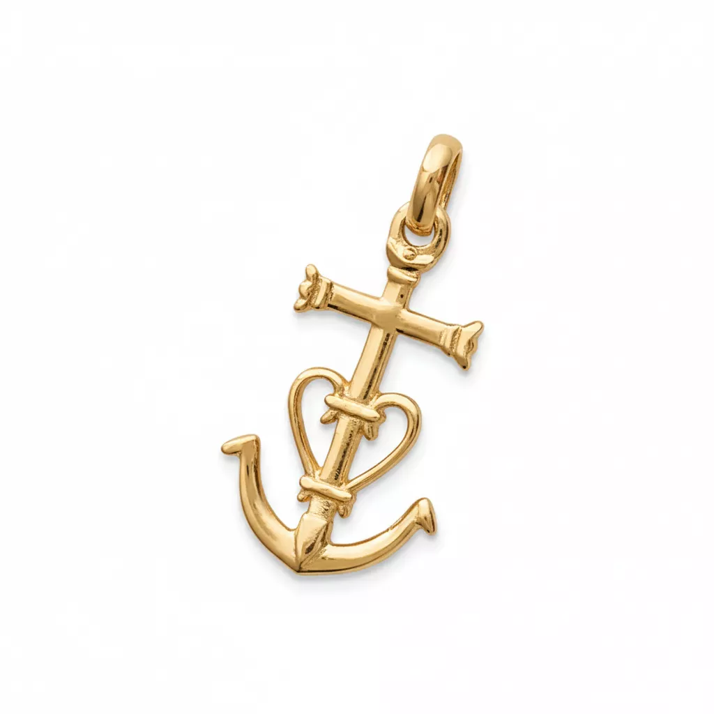 Pendentif Plaqué Or Aponis Croix ancre-cœur - Pendentif en Plaqué or