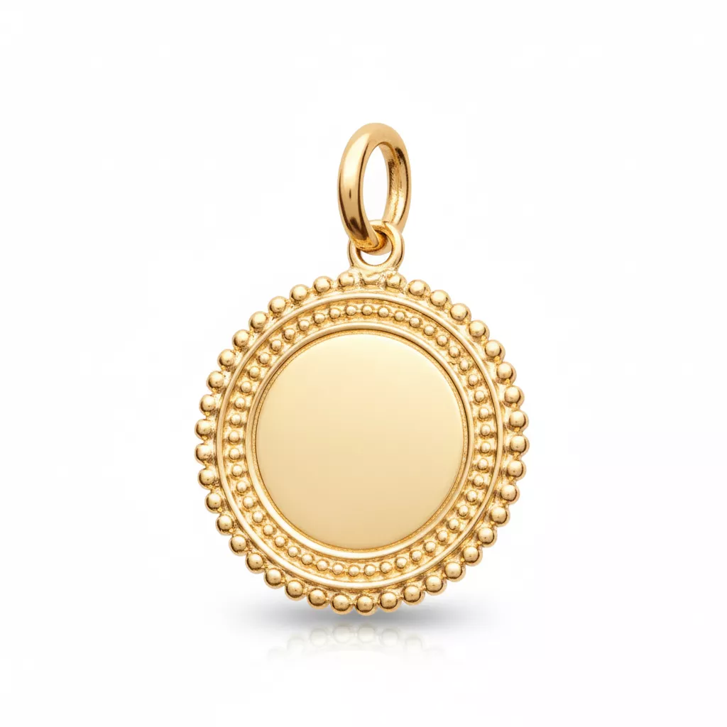 Pendentif Médaille Plaqué Or Texturé - Pendentif en Plaqué or - Bijoux en Vogue