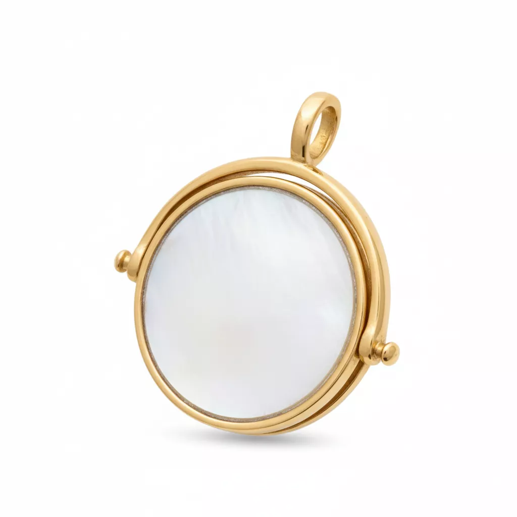 Pendentif Médaille Plaqué Or Nacre - Pendentif en Plaqué or - Bijoux en Vogue