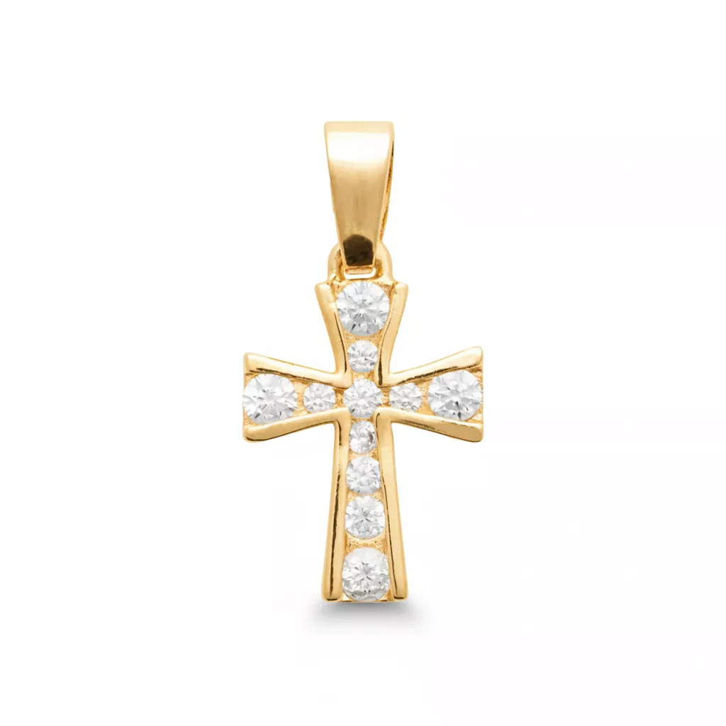 Pendentif Plaqué Or Zirconium Croix Chrétienne - Pendentif en Plaqué or - Bijoux en Vogue