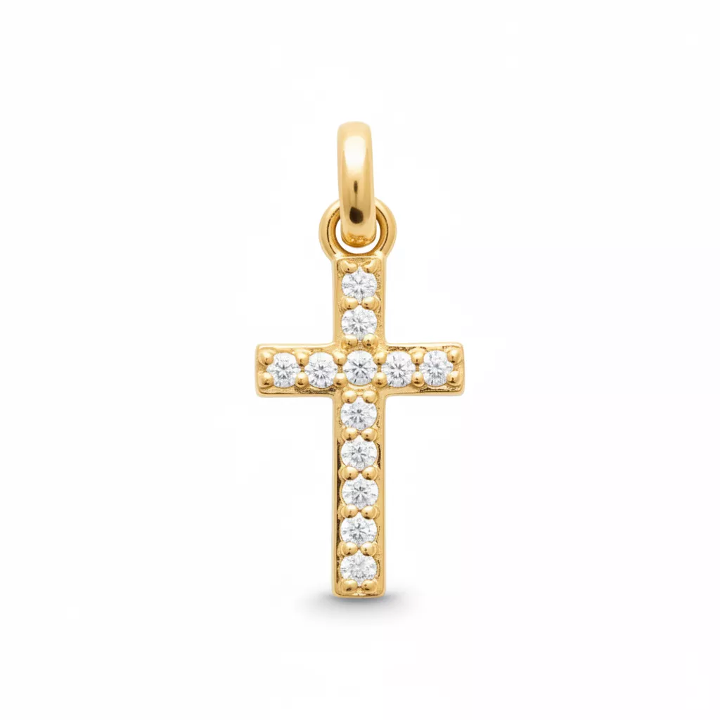 Pendentif Plaqué Or Zirconium Croix Chrétienne - Pendentif en Plaqué or - Bijoux en Vogue