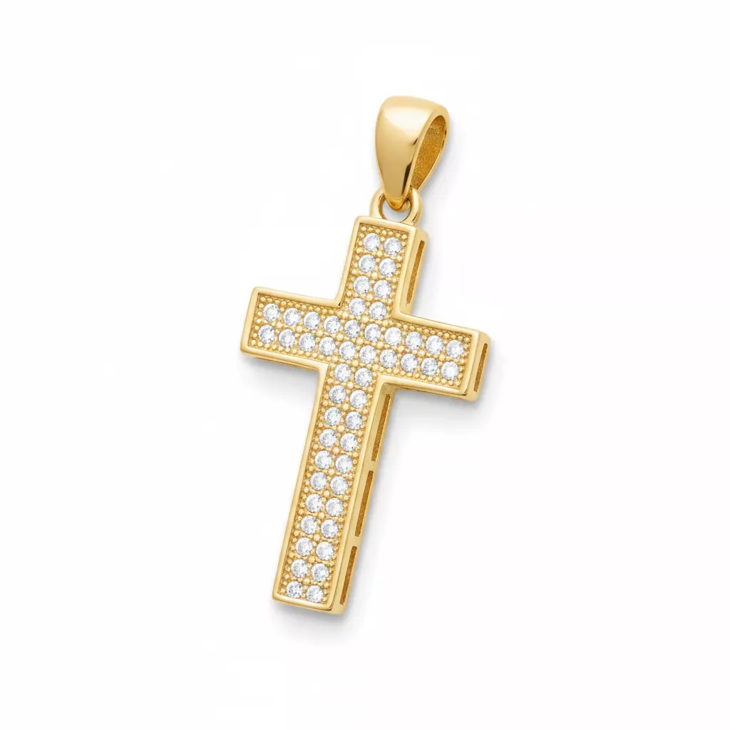 Pendentif Plaqué Or Zirconium Croix Chrétienne - Pendentif en Plaqué or - Bijoux en Vogue