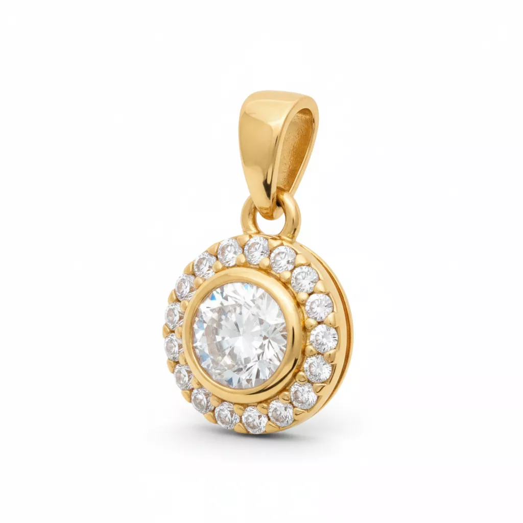 Pendentif Plaqué Or Miheline Zirconium Joaillerie Entourage - Pendentif en Plaqué or - Bijoux en Vogue