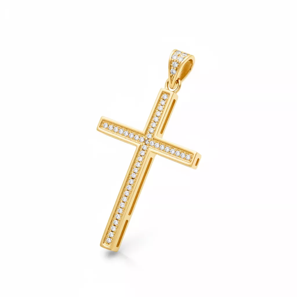 Pendentif Plaqué Or Zirconium Croix Chrétienne - Pendentif en Plaqué or - Bijoux en Vogue