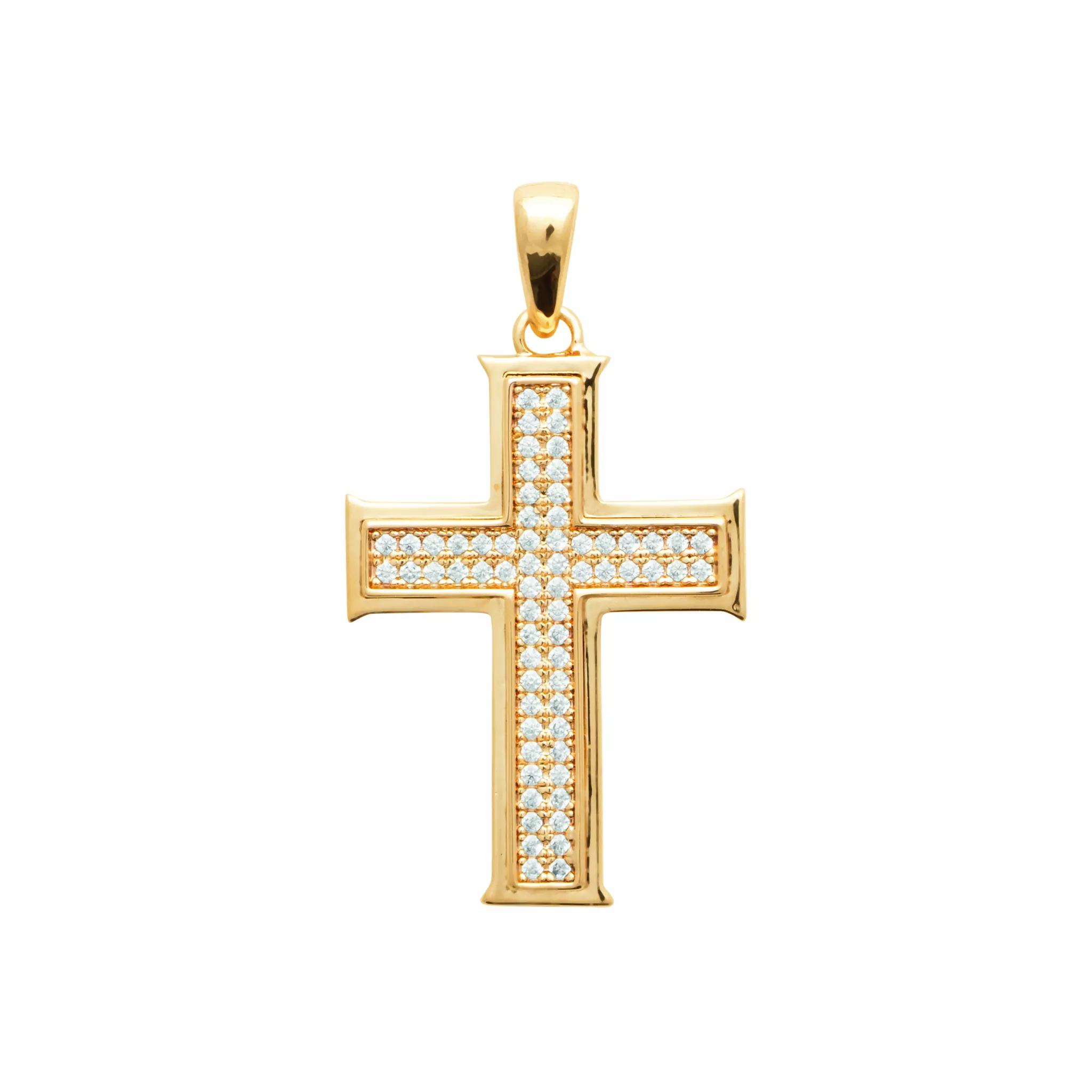 Pendentif Plaqué Or Zirconium Croix Chrétienne - Pendentif en Plaqué or - Bijoux en Vogue