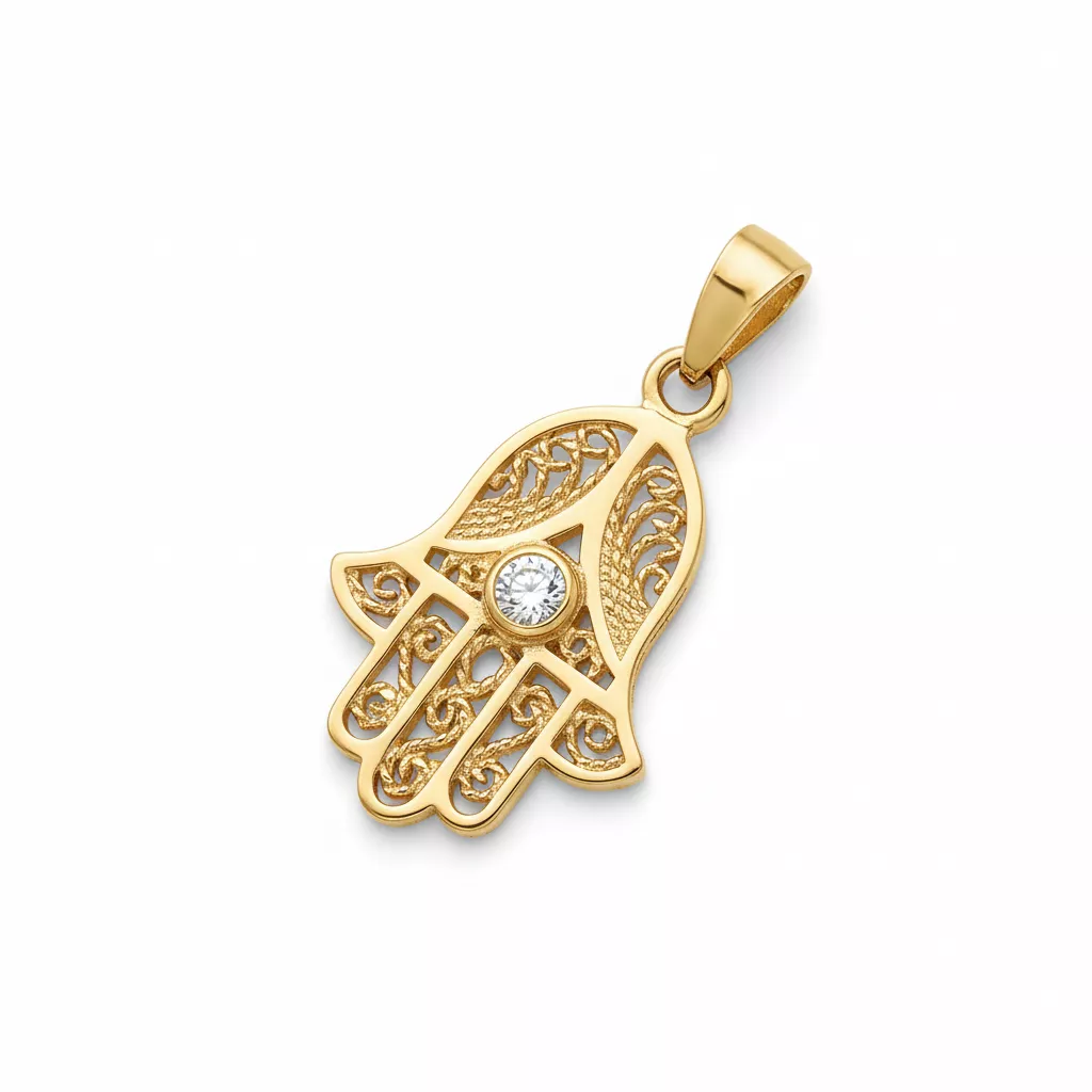 Pendentif Plaqué Or Zirconium Main de Fatma - Pendentif en Plaqué or - Bijoux en Vogue