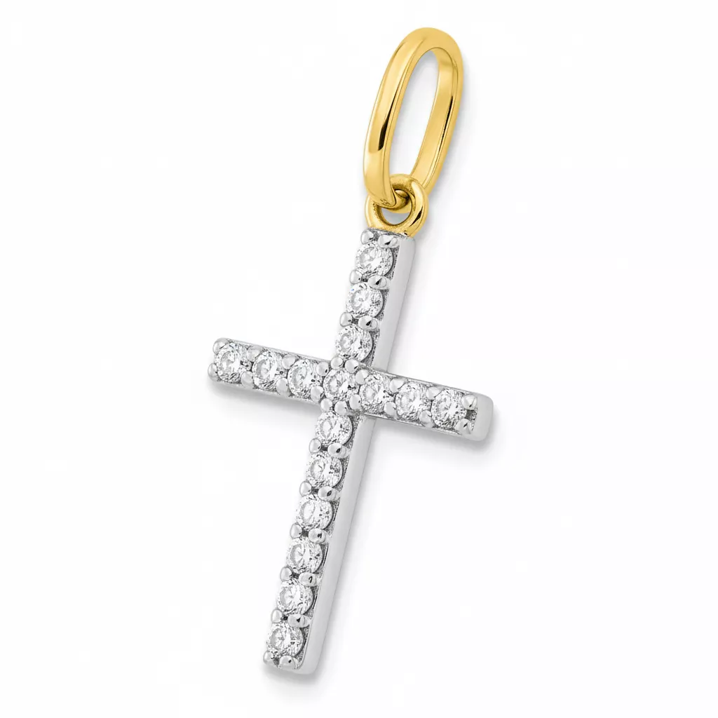 Pendentif Médaille Plaqué Or Zirconium Croix Chrétienne - Pendentif en Plaqué or - Bijoux en Vogue