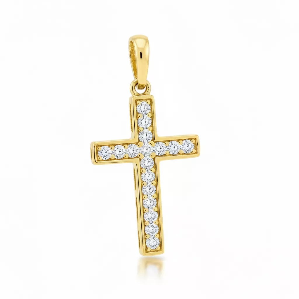 Pendentif Parchemin Plaqué Or Zirconium Croix Chrétienne - Pendentif en Plaqué or - Bijoux en Vogue