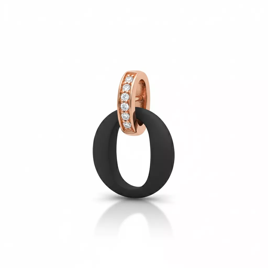 Pendentif Plaqué Or Feriana Rose Céramique Zirconium Couleurs Géométrie - Pendentif en Plaqué or