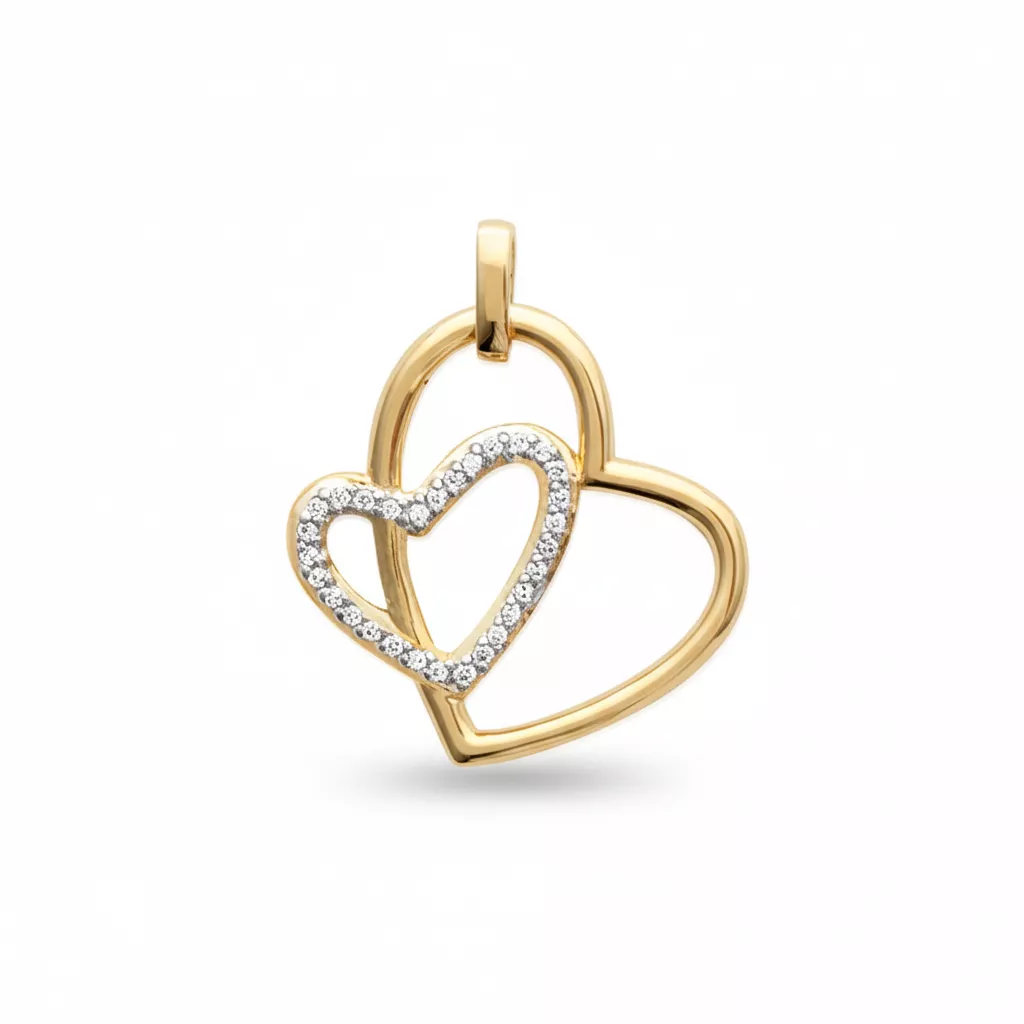 Pendentif Plaqué Or Laurenzina Zirconium Coeurs - Pendentif en Plaqué or
