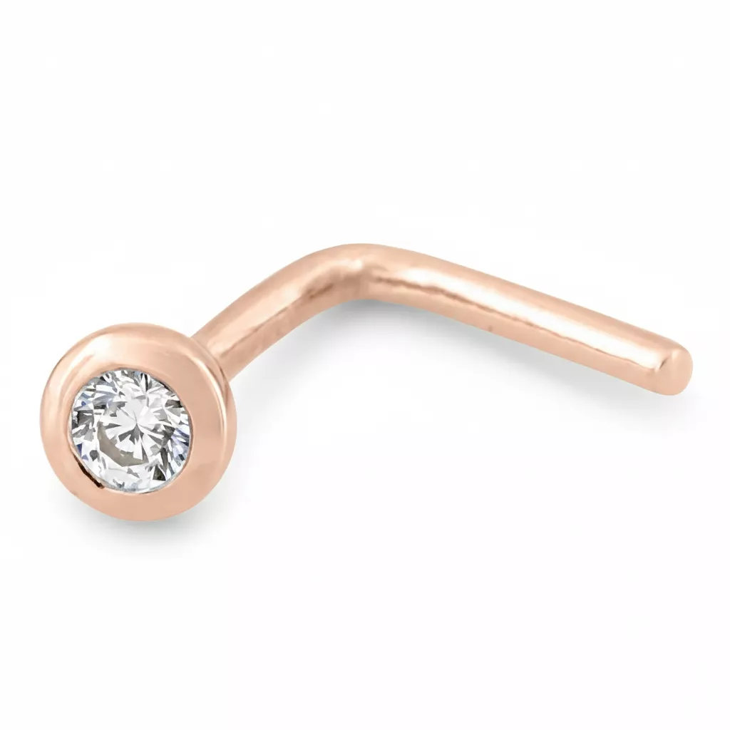 Piercing Nez Or Rose Siddhartha Zirconium - Piercing en Or 375 9k - Bijoux en Vogue
