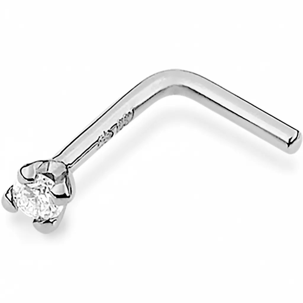 Piercing Nez Or Blanc Ivanine Diamant - Piercing en Or 750 18k - Bijoux en Vogue