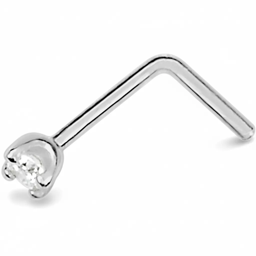 Piercing Nez Or Blanc Bharrgavi Diamant - Piercing en Or 750 18k - Bijoux en Vogue