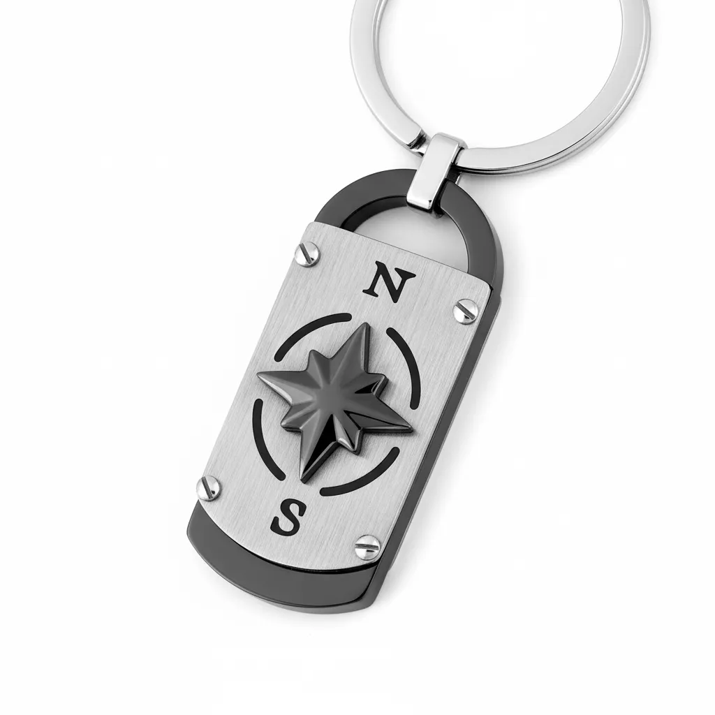 Porte-clés Homme Acier noir - Porte-clés en Acier - Bijoux en Vogue